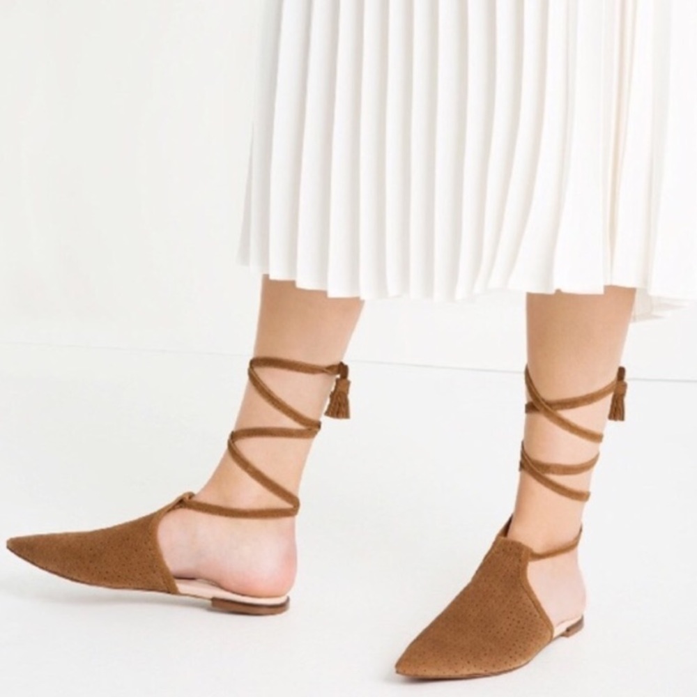 Zara Leather AnkleStrap Pointy Flats